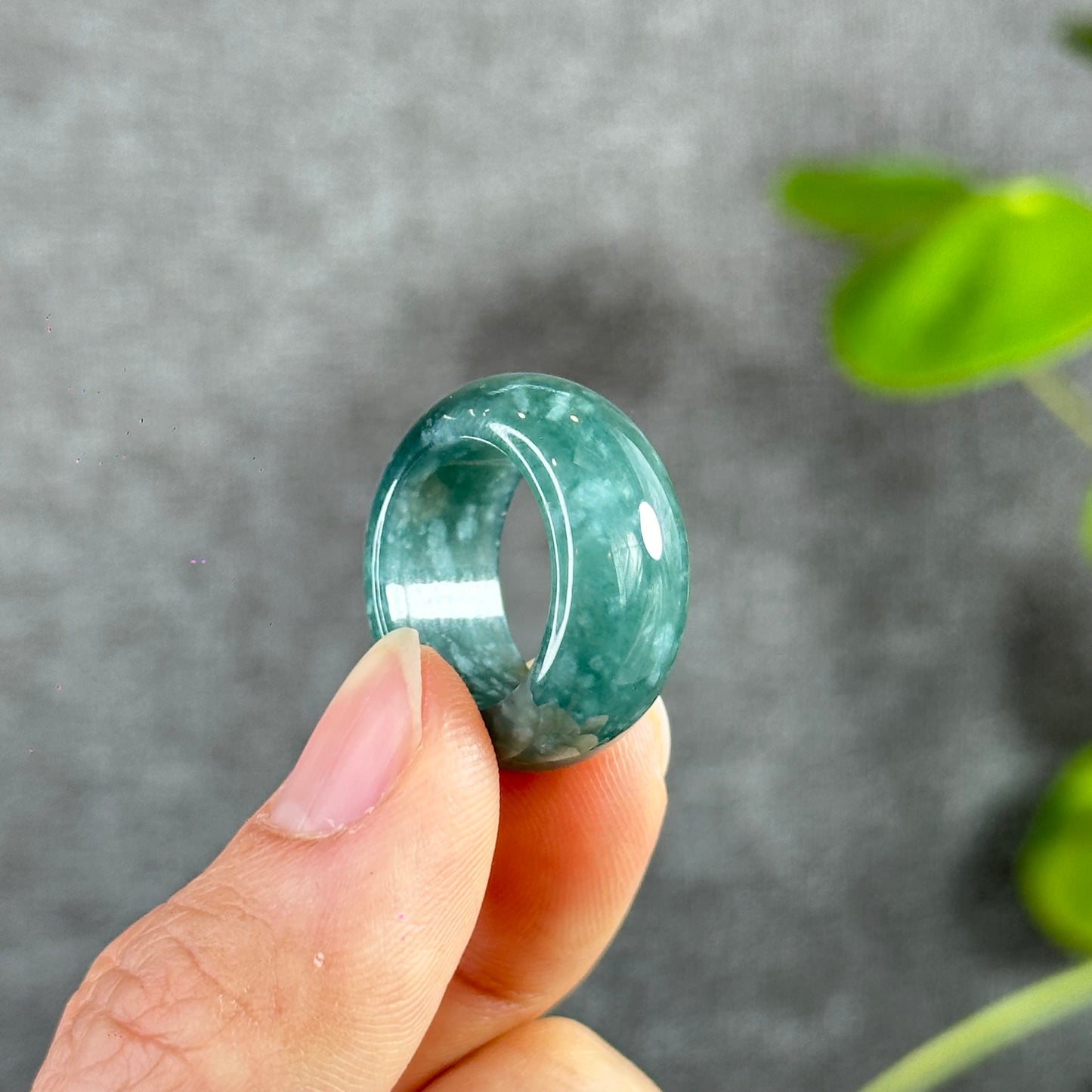 Water Green Natural Jadeite Jade Ring Size 1.7