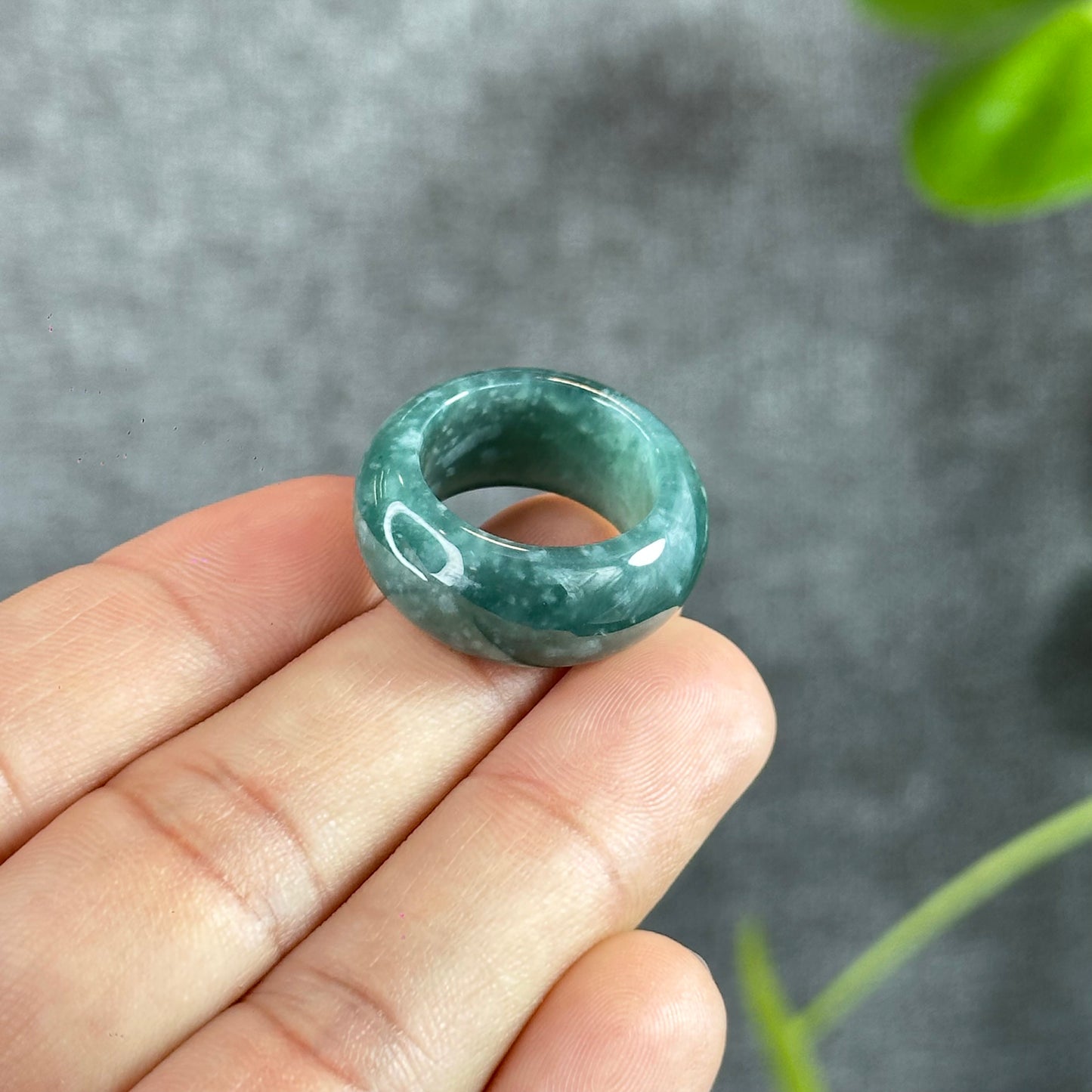 Water Green Natural Jadeite Jade Ring Size 1.7