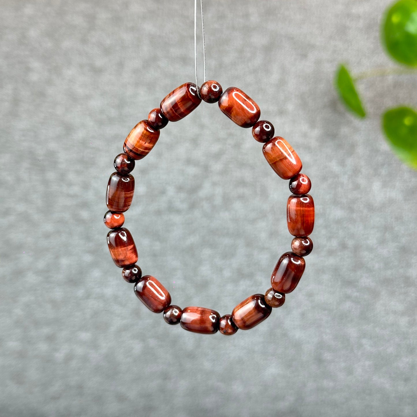 Natural Red Tiger Eye Barrel Bracelet Size 8 mm