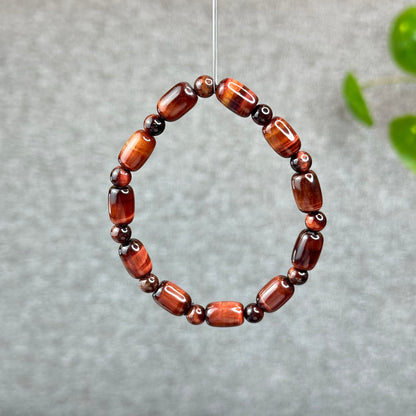 Natural Red Tiger Eye Barrel Bracelet Size 8 mm