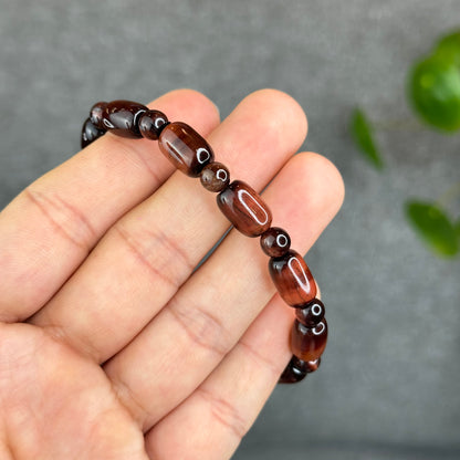 Natural Red Tiger Eye Barrel Bracelet Size 8 mm