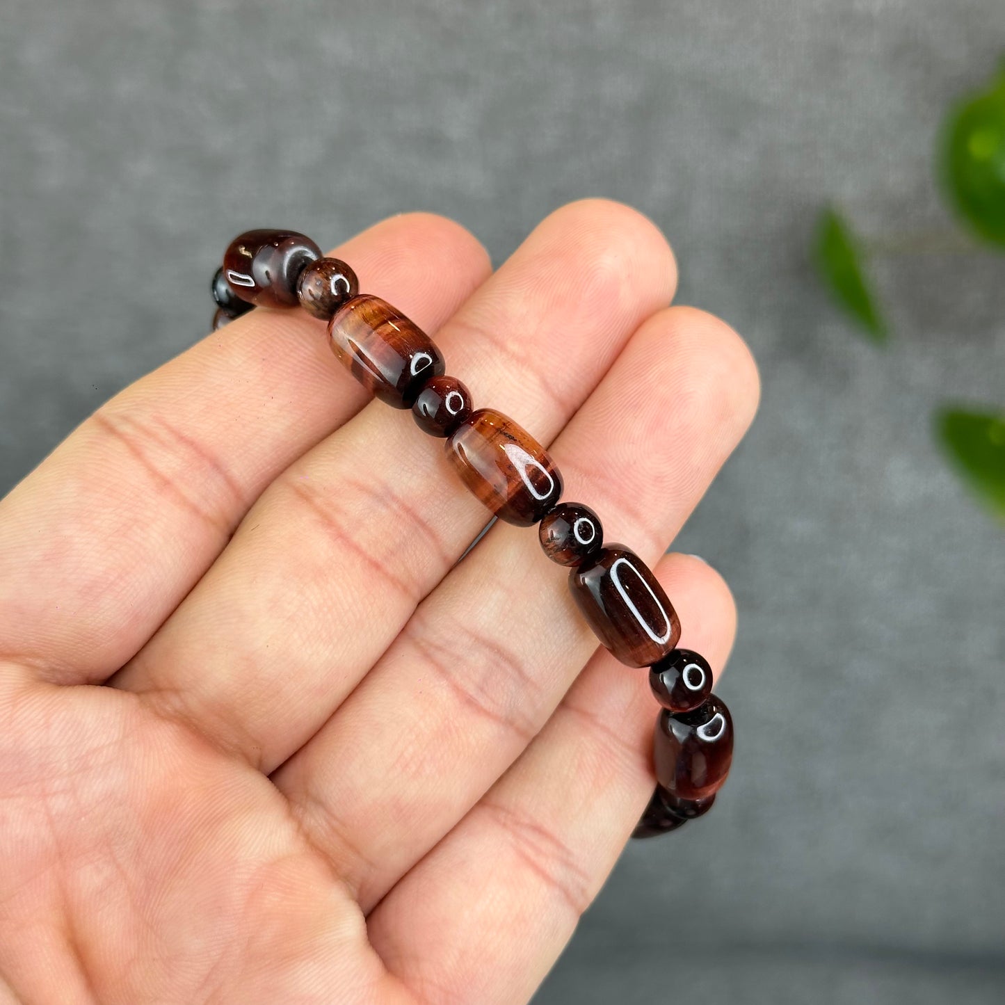 Natural Red Tiger Eye Barrel Bracelet Size 8 mm