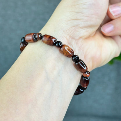 Natural Red Tiger Eye Barrel Bracelet Size 8 mm