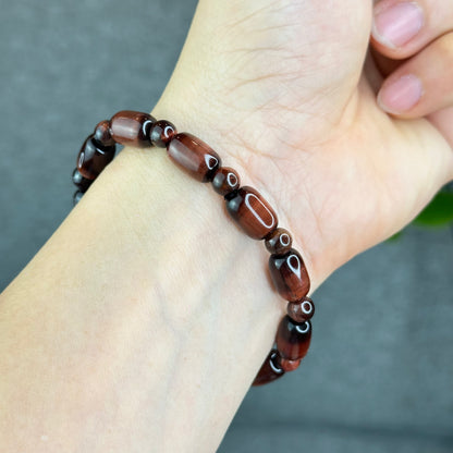 Natural Red Tiger Eye Barrel Bracelet Size 8 mm
