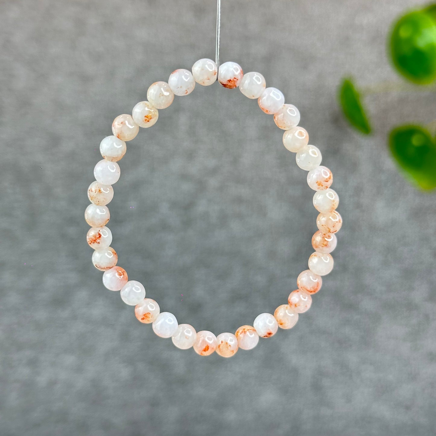 Natural Ivory Patterned Jadeite Jade Bracelet Size 5.5 mm