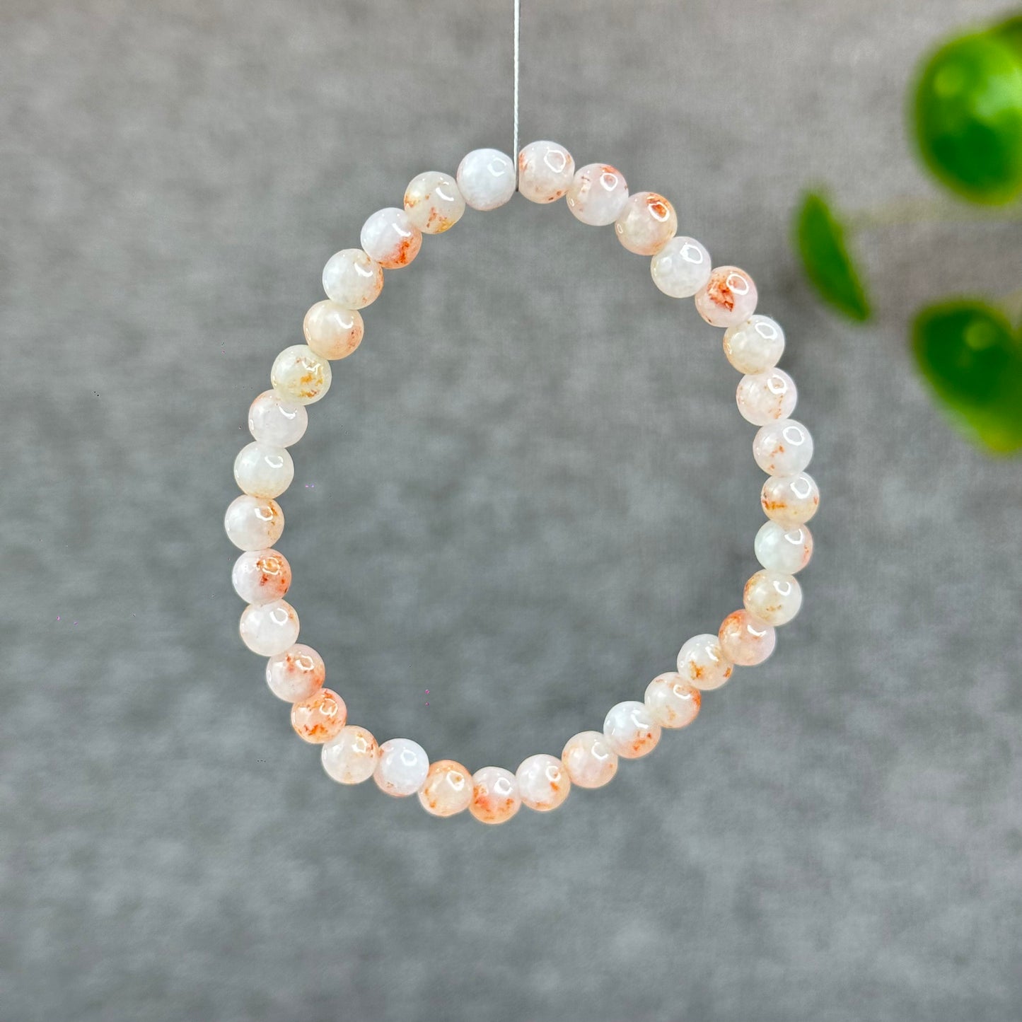 Natural Ivory Patterned Jadeite Jade Bracelet Size 5.5 mm