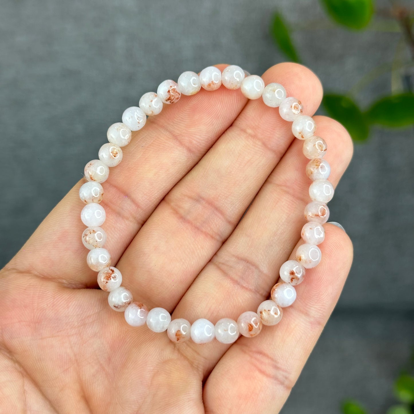 Natural Ivory Patterned Jadeite Jade Bracelet Size 5.5 mm