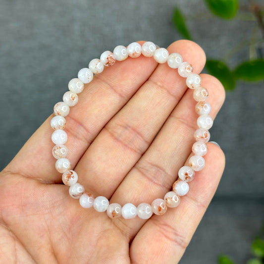 Natural Ivory Patterned Jadeite Jade Bracelet Size 5.5 mm