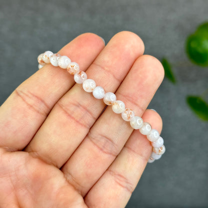 Natural Ivory Patterned Jadeite Jade Bracelet Size 5.5 mm