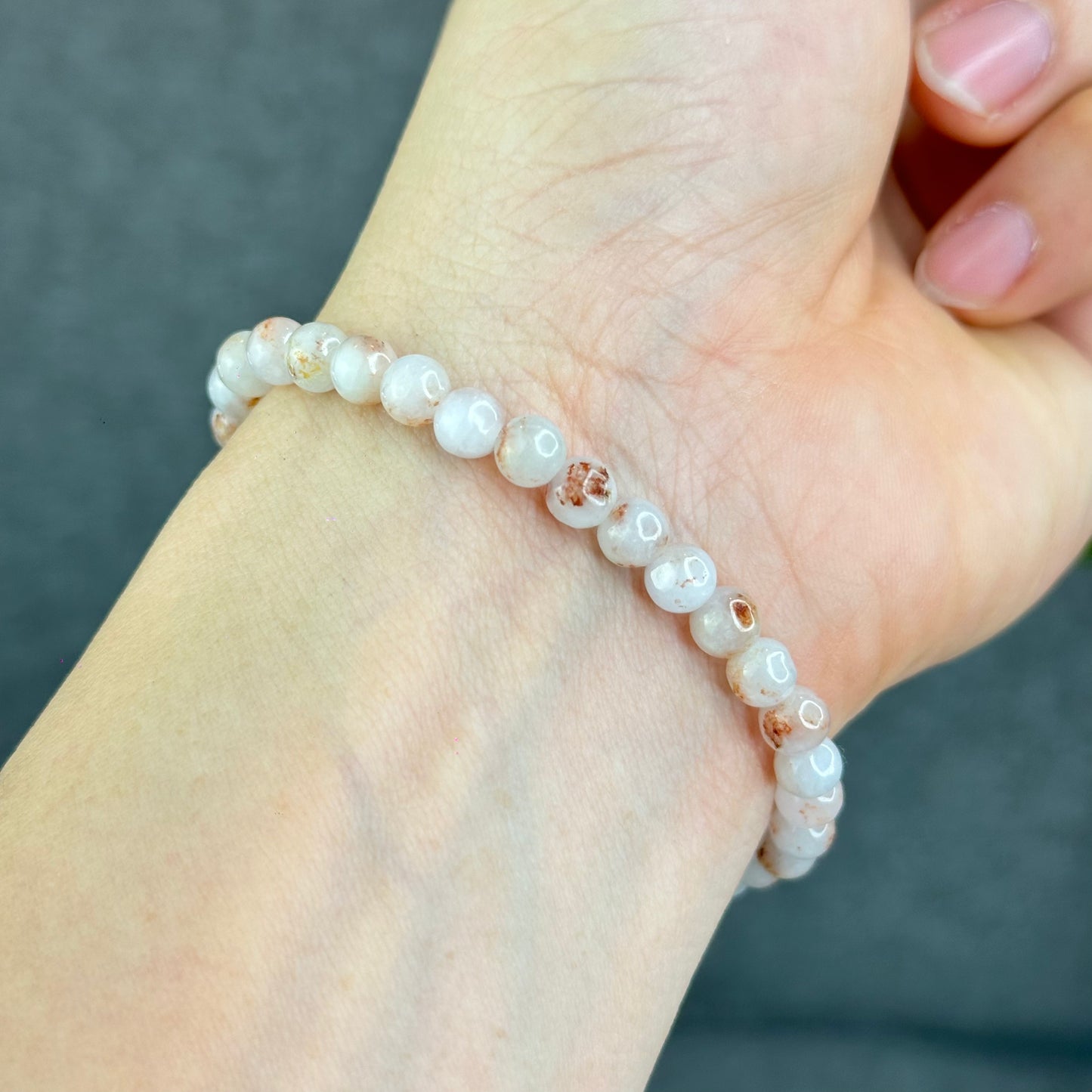 Natural Ivory Patterned Jadeite Jade Bracelet Size 5.5 mm