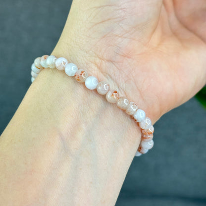 Natural Ivory Patterned Jadeite Jade Bracelet Size 5.5 mm