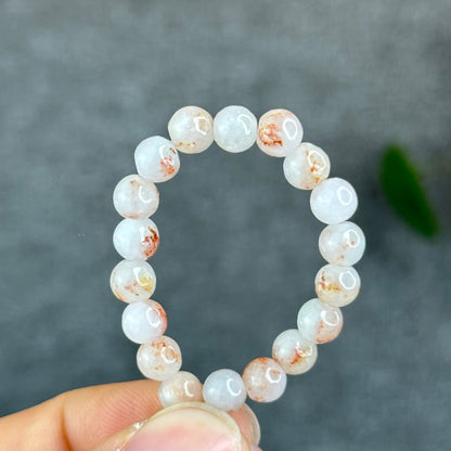 Natural Ivory Patterned Jadeite Jade Bracelet Size 5.5 mm