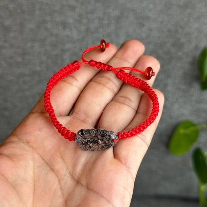 Nine Tailed Fox Black Rutilated Quartz Braided Bracelet - Black String