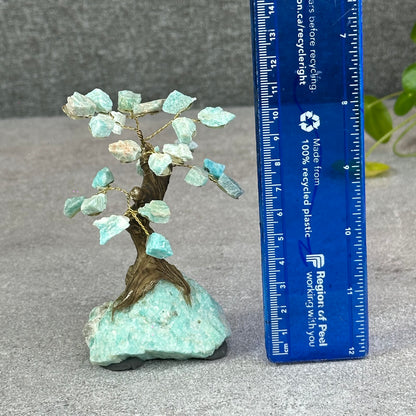 Natural Amazonite Bonsai Tree with Amazonite Base