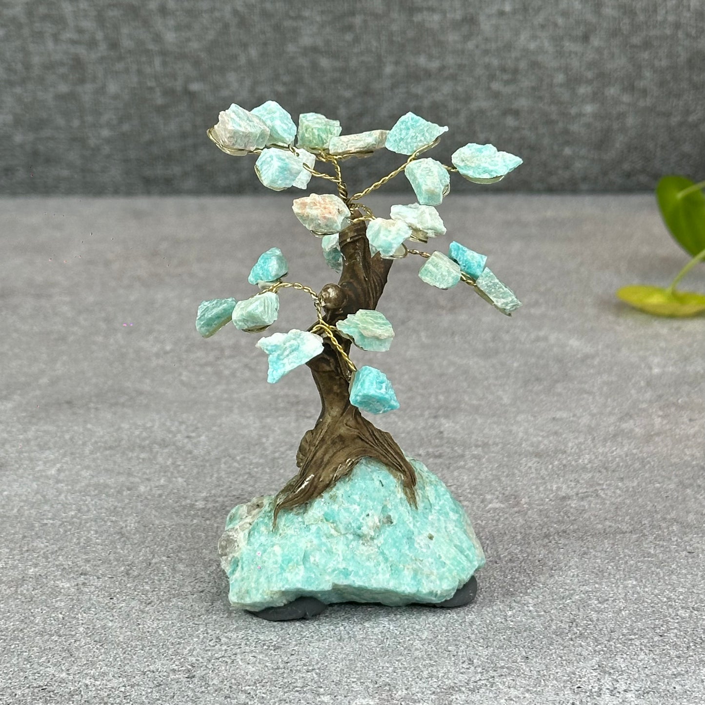 Natural Amazonite Bonsai Tree with Amazonite Base