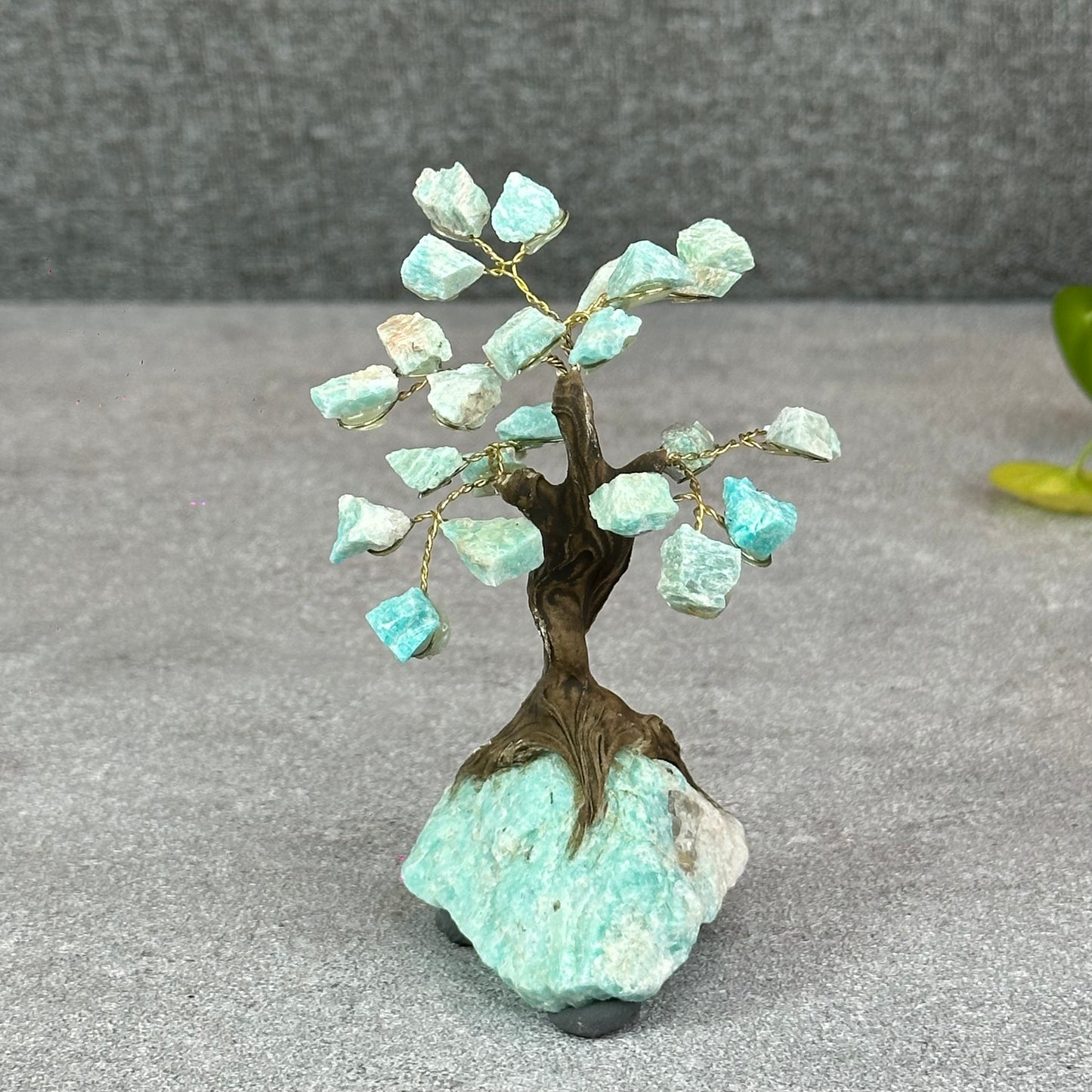 Natural Amazonite Bonsai Tree with Amazonite Base