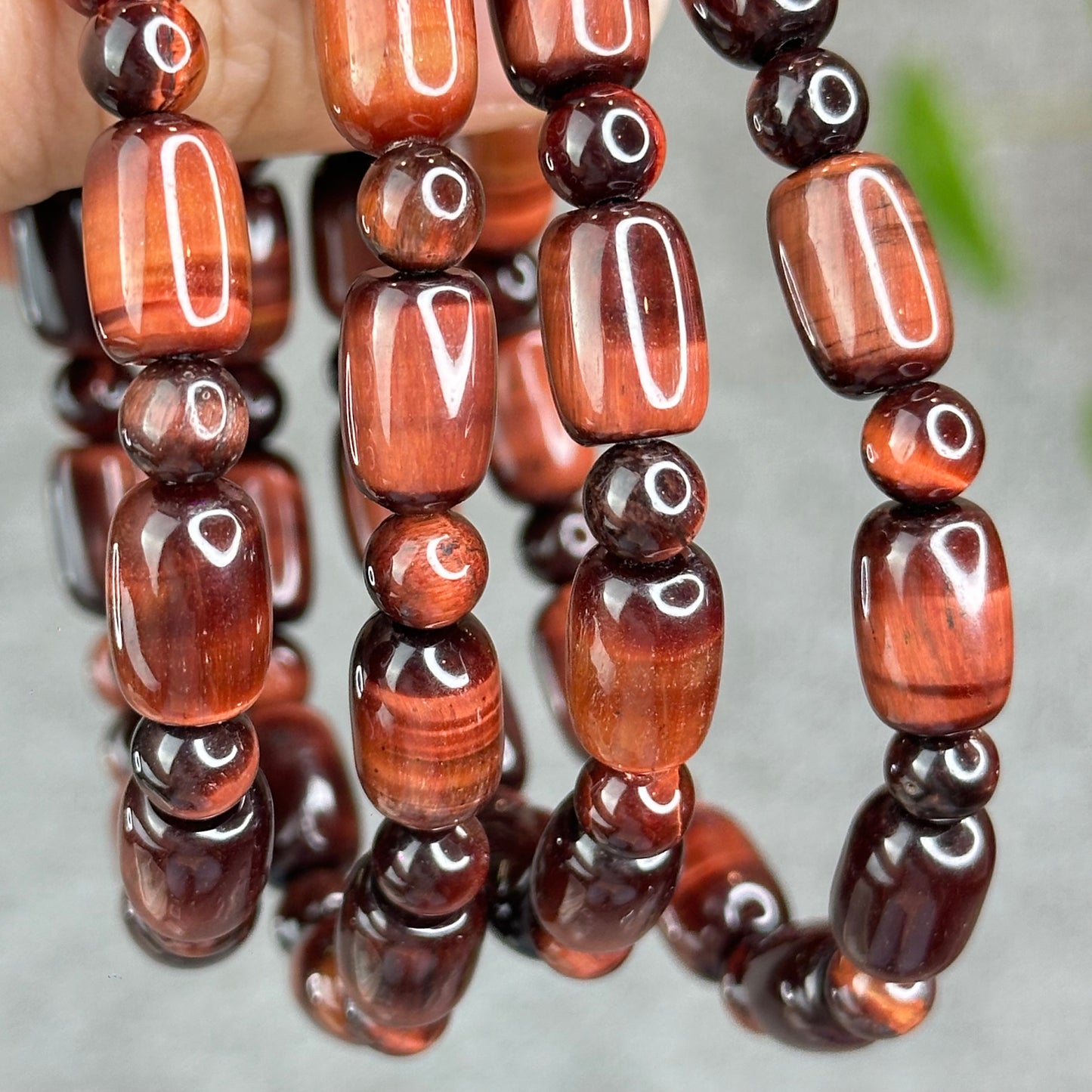 Natural Red Tiger Eye Barrel Bracelet Size 8 mm