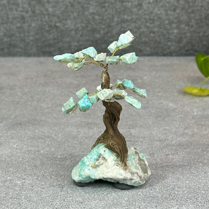 Natural Amazonite Bonsai Tree with Amazonite Base