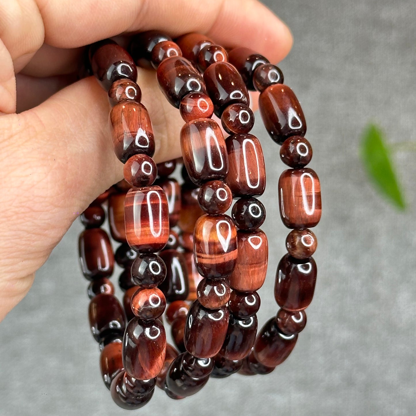 Natural Red Tiger Eye Barrel Bracelet Size 8 mm
