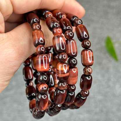 Natural Red Tiger Eye Barrel Bracelet Size 8 mm