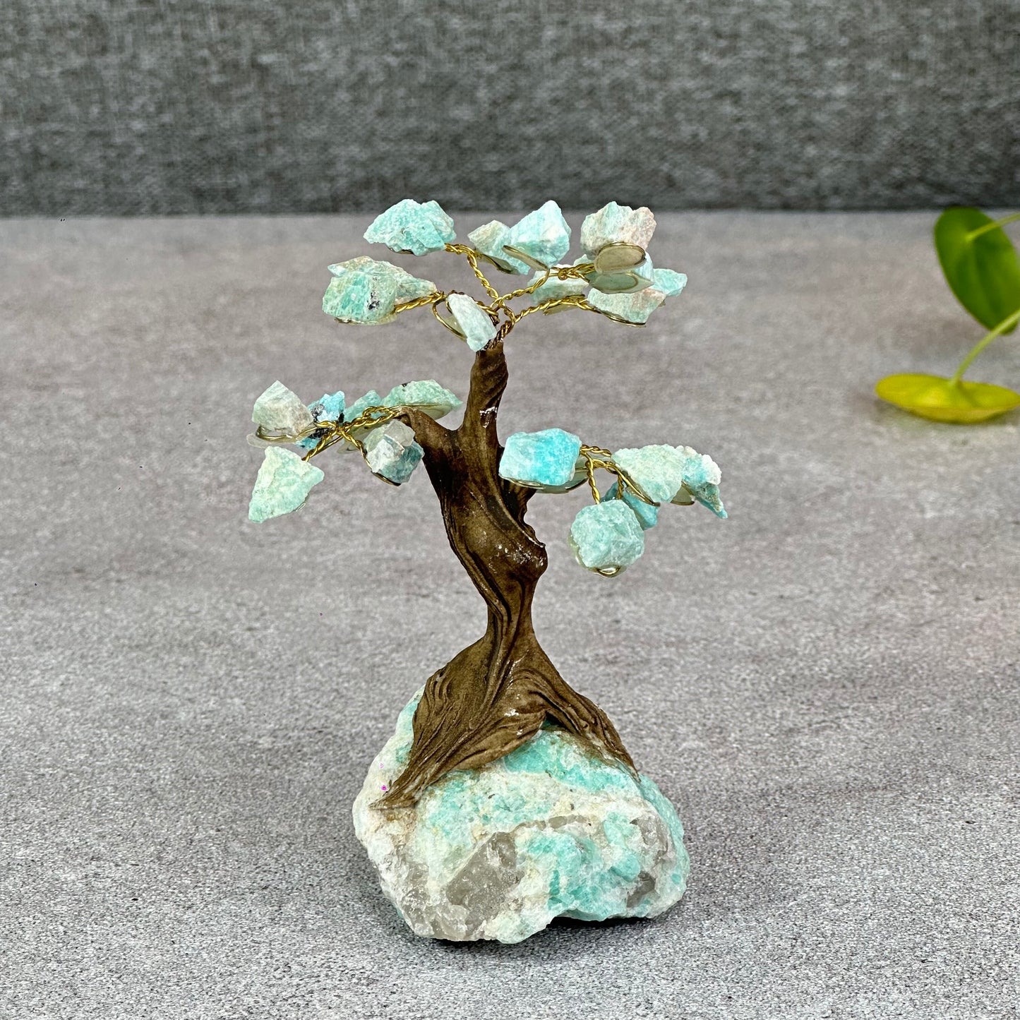 Natural Amazonite Bonsai Tree with Amazonite Base