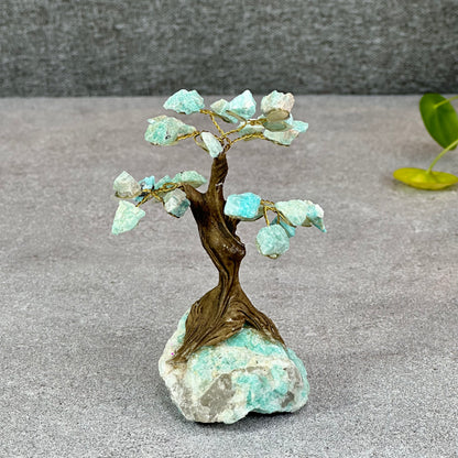 Natural Amazonite Bonsai Tree with Amazonite Base