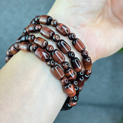 Natural Red Tiger Eye Barrel Bracelet Size 8 mm