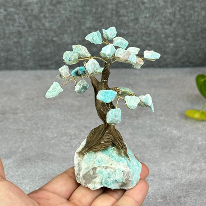 Natural Amazonite Bonsai Tree with Amazonite Base