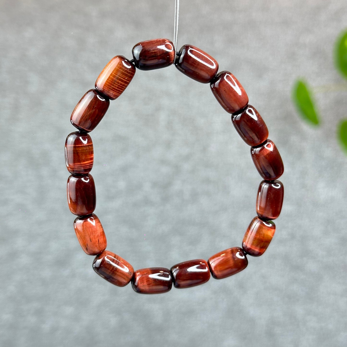 Natural Red Tiger Eye Barrel Bracelet Size 8 mm
