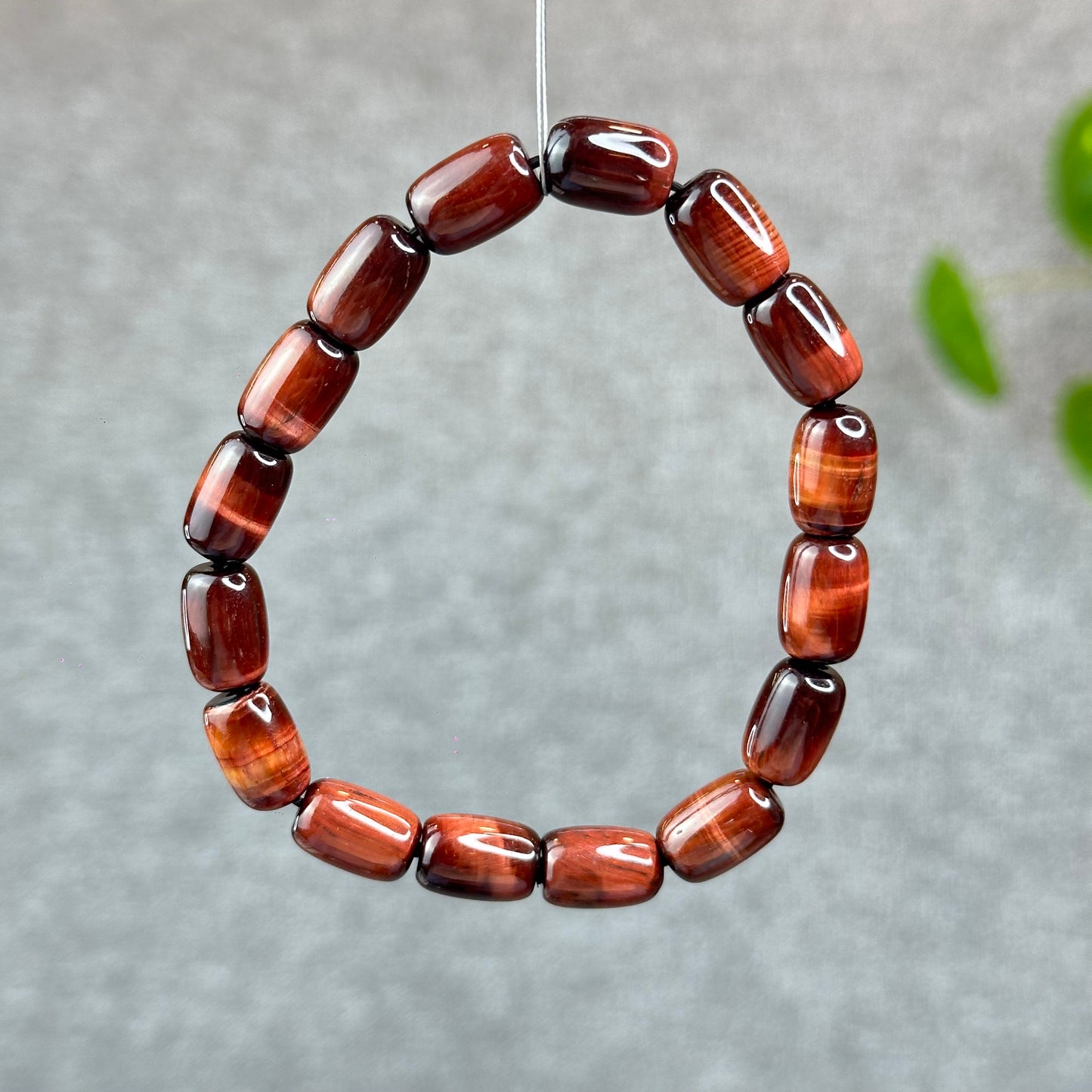 Natural Red Tiger Eye Barrel Bracelet Size 8 mm