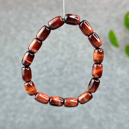 Natural Red Tiger Eye Barrel Bracelet Size 8 mm