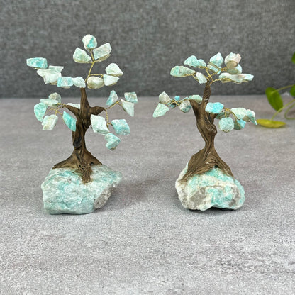 Natural Amazonite Bonsai Tree with Amazonite Base