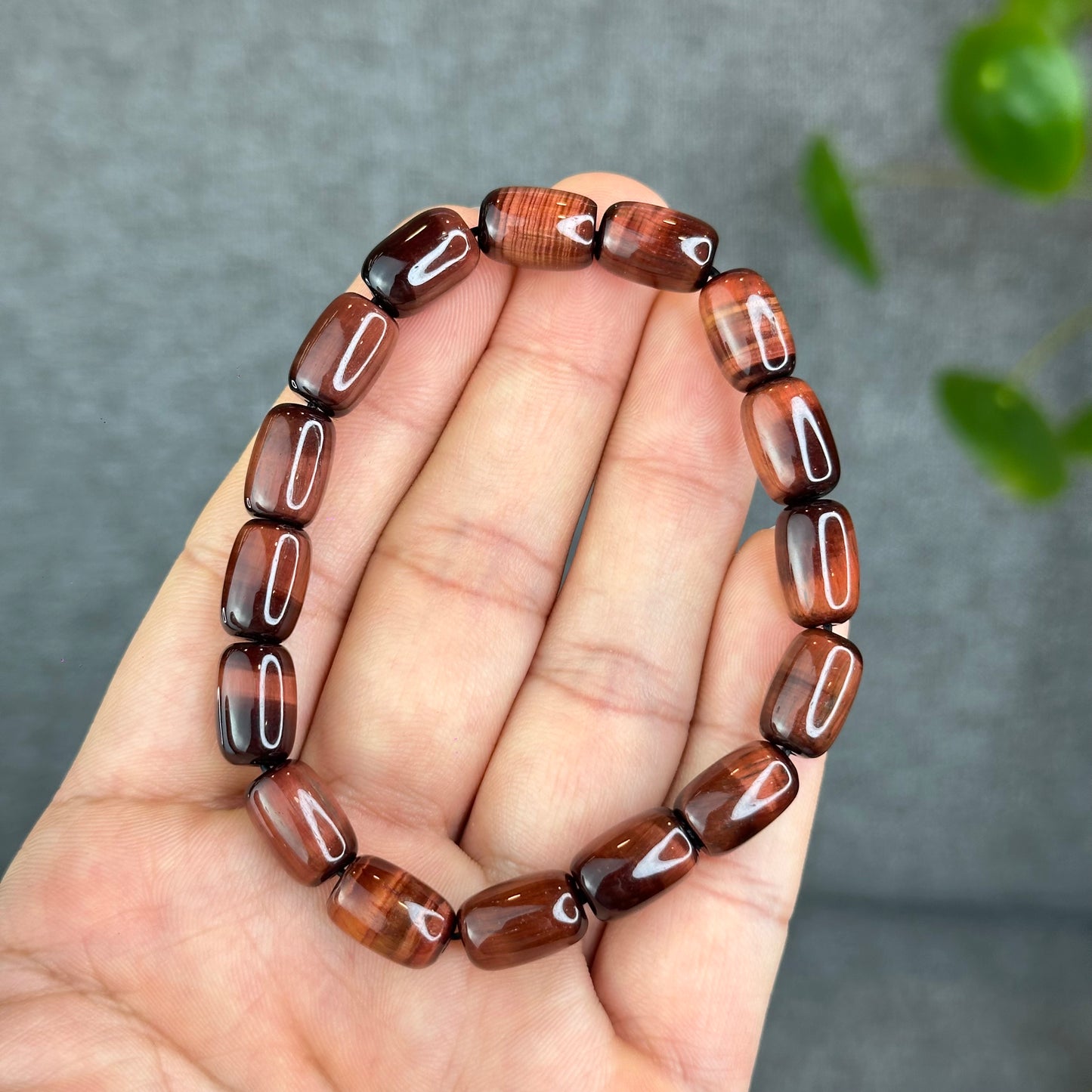 Natural Red Tiger Eye Barrel Bracelet Size 8 mm