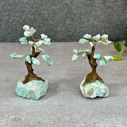 Natural Amazonite Bonsai Tree with Amazonite Base
