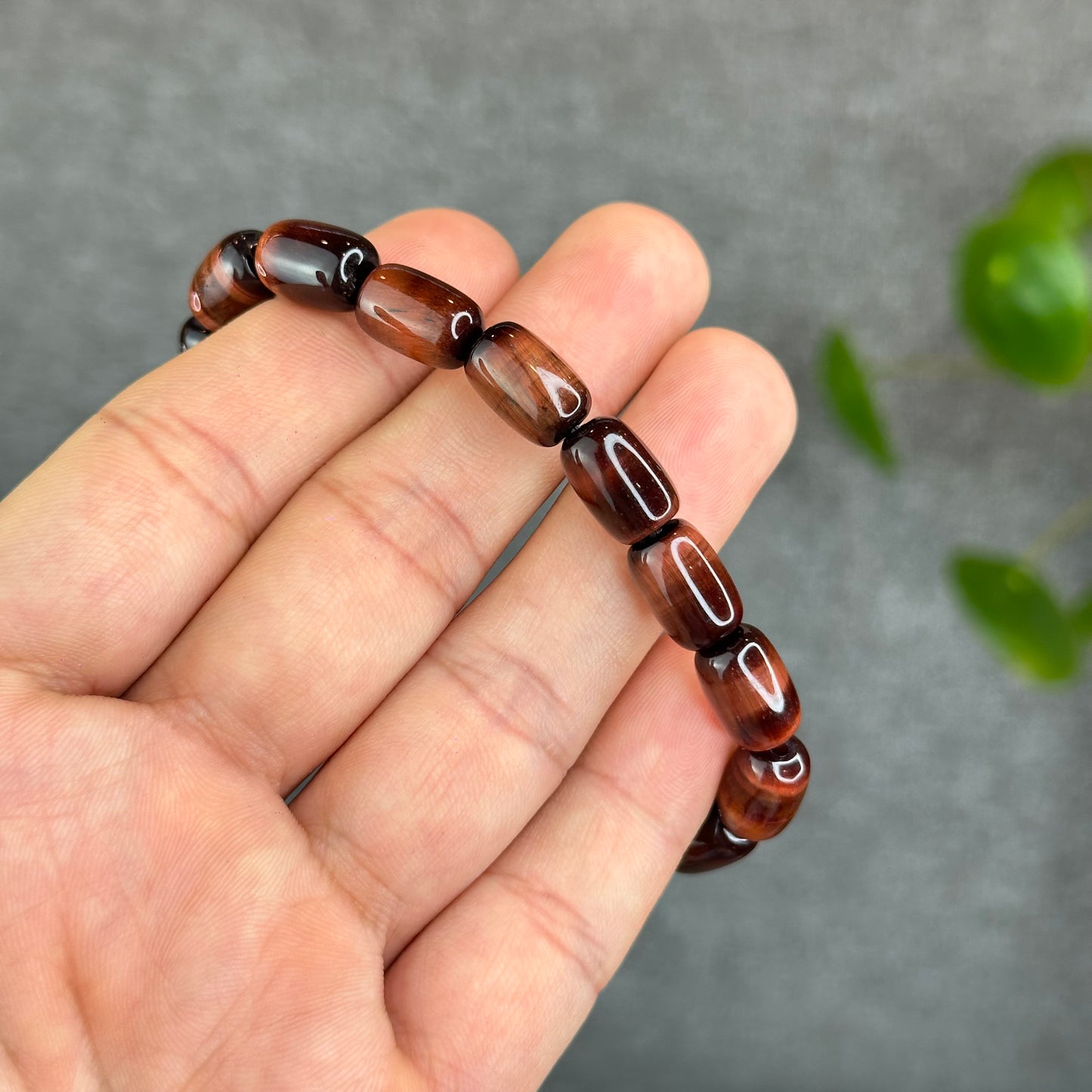 Natural Red Tiger Eye Barrel Bracelet Size 8 mm