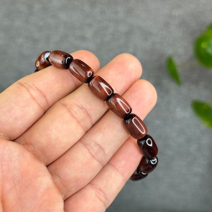 Natural Red Tiger Eye Barrel Bracelet Size 8 mm
