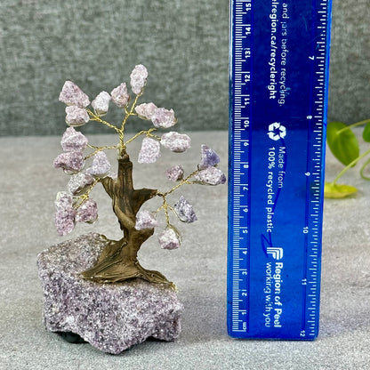 Natural Purple Lepidolite Bonsai Tree with Purple Lepidolite Base