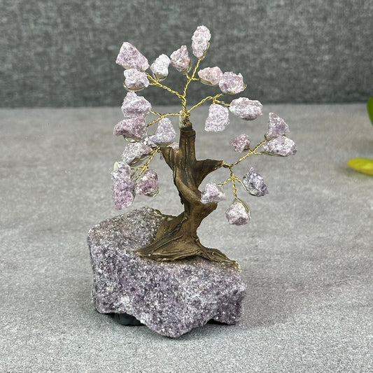 Natural Purple Lepidolite Bonsai Tree with Purple Lepidolite Base
