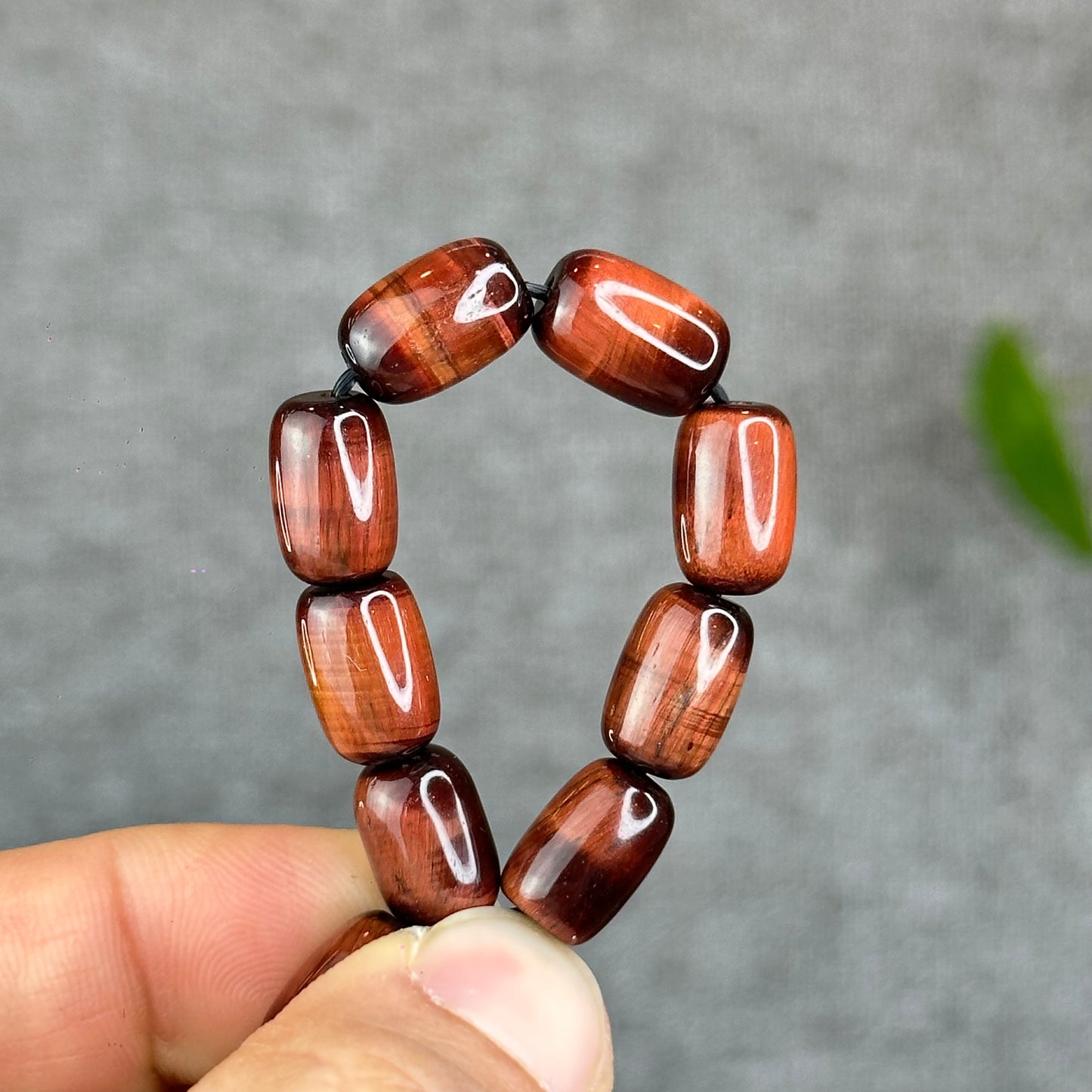 Natural Red Tiger Eye Barrel Bracelet Size 8 mm