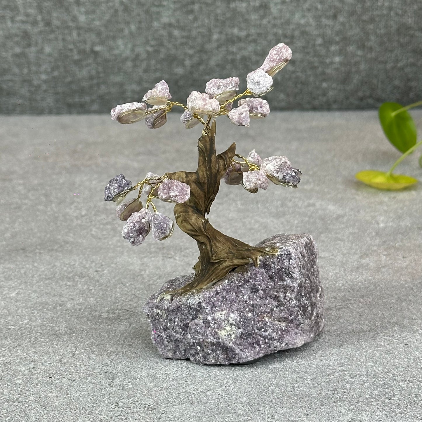 Natural Purple Lepidolite Bonsai Tree with Purple Lepidolite Base