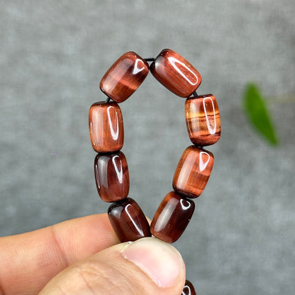 Natural Red Tiger Eye Barrel Bracelet Size 8 mm