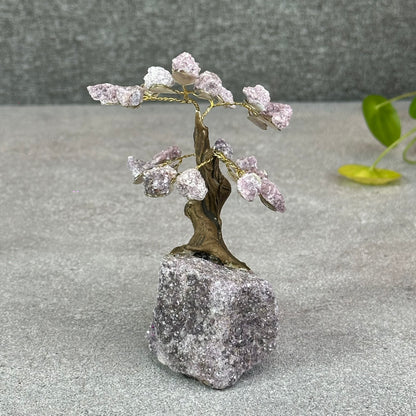Natural Purple Lepidolite Bonsai Tree with Purple Lepidolite Base