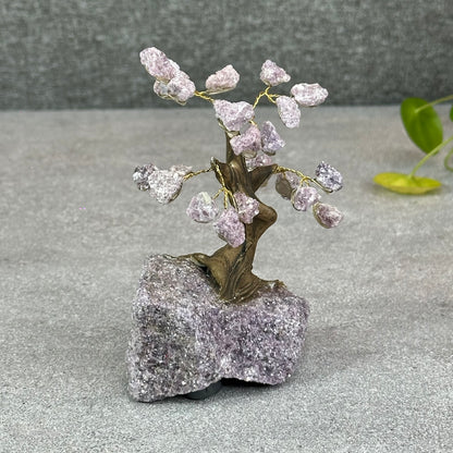 Natural Purple Lepidolite Bonsai Tree with Purple Lepidolite Base