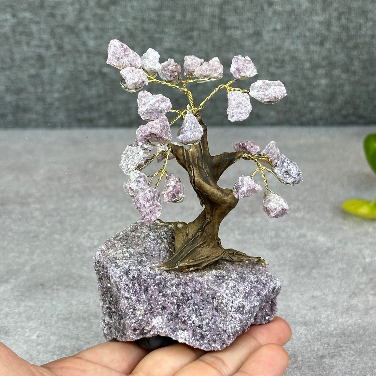 Natural Purple Lepidolite Bonsai Tree with Purple Lepidolite Base