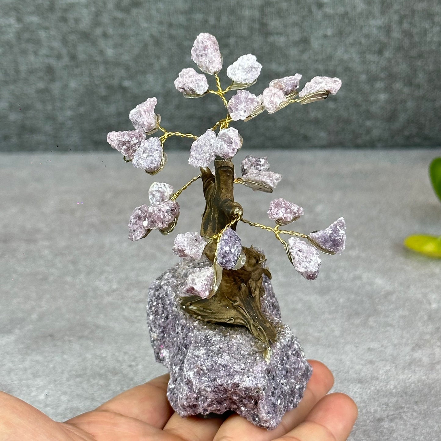 Natural Purple Lepidolite Bonsai Tree with Purple Lepidolite Base