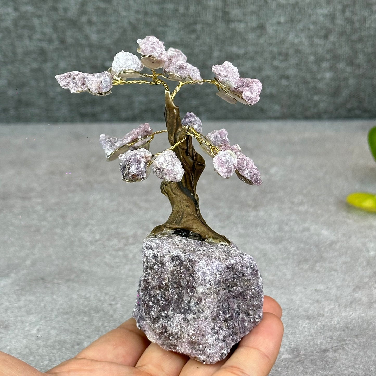 Natural Purple Lepidolite Bonsai Tree with Purple Lepidolite Base