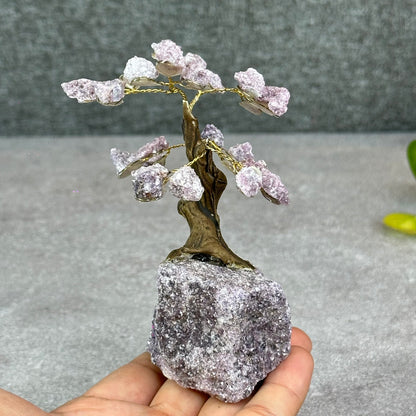 Natural Purple Lepidolite Bonsai Tree with Purple Lepidolite Base