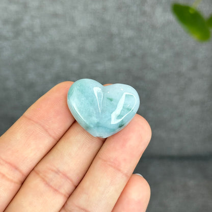 Natural Floating Moss Floral Green Jadeite Jade Heart Charm