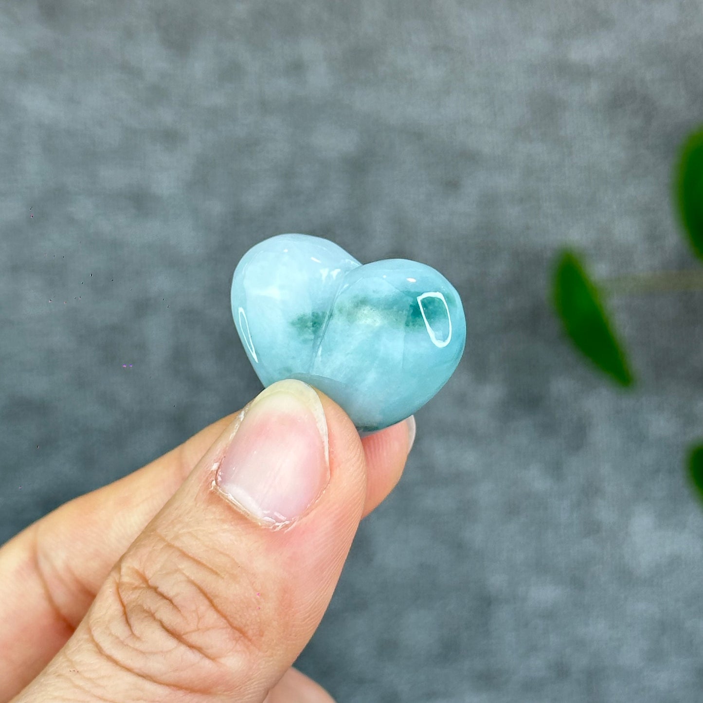 Natural Floating Moss Floral Green Jadeite Jade Heart Charm