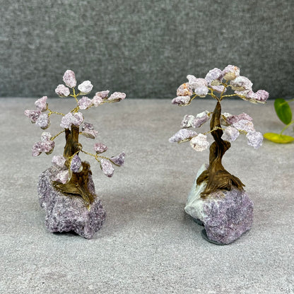 Natural Purple Lepidolite Bonsai Tree with Purple Lepidolite Base